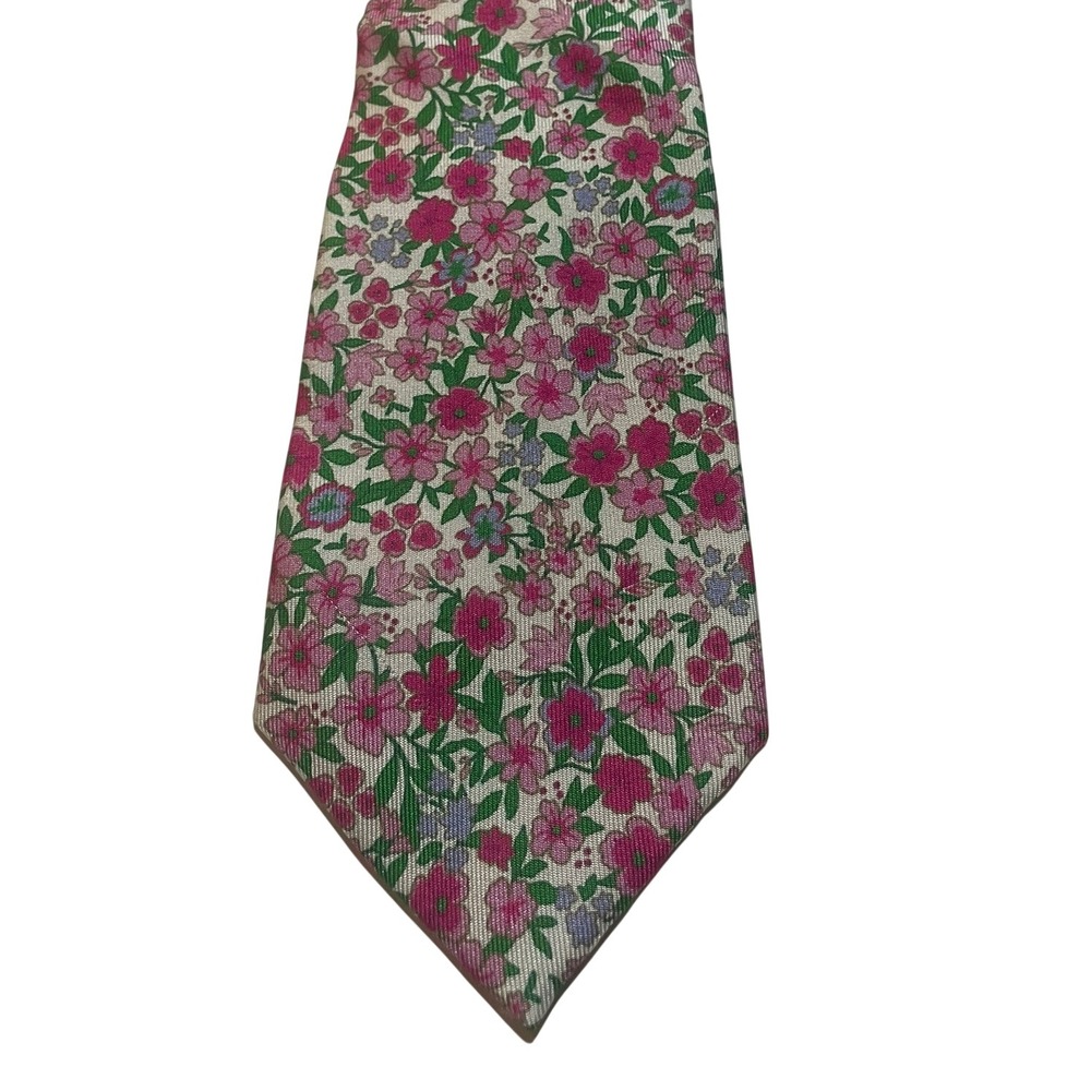 Class Club Zipper Tie Boys Pink Green Floral Silk Adjustable Necktie Dapper